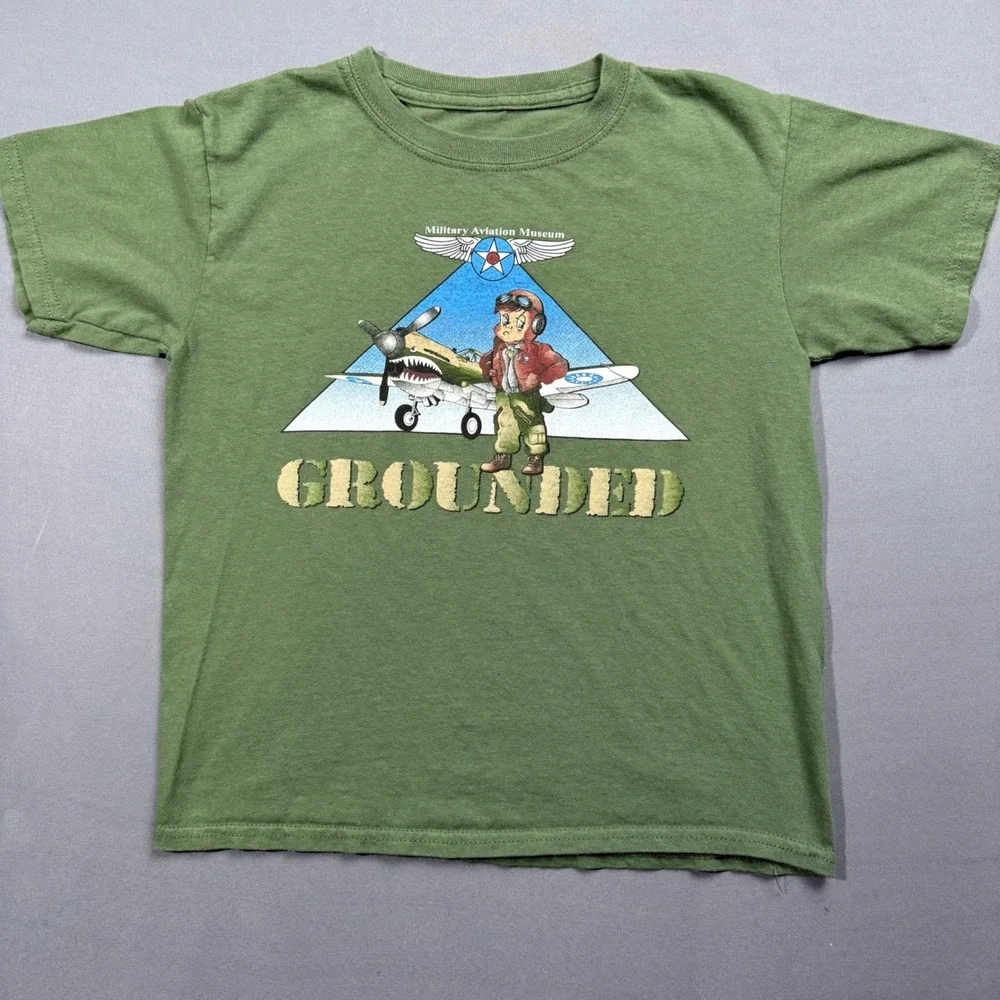 Kids Military‎ Aviation Museum T Shirt Grounded P40 Airplane Tee
